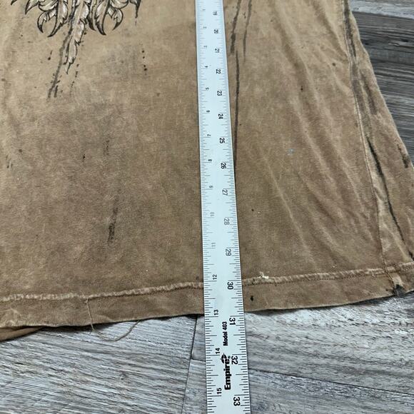 Affliction Tan Black Mens XL Wings Coat of Arms Mallgoth Tattoo T-Shirt CyberY2K - Picture 6 of 8